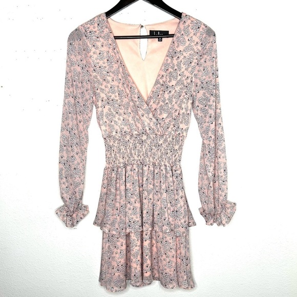 LULUS Room To Bloom Light Pink Floral Print Long Sleeve Mini Dress Size XS - Picture 4 of 12
